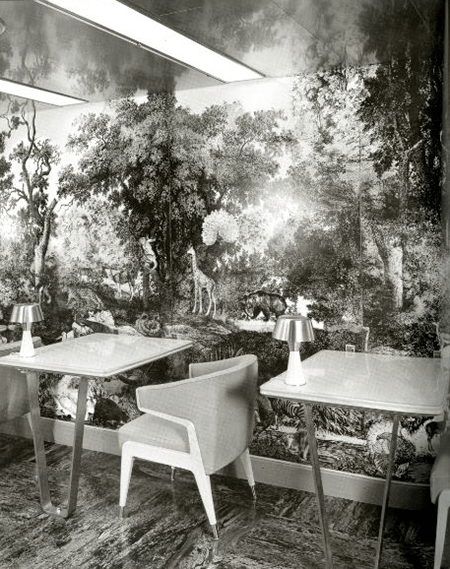IMAGE 1: Detail of the first class reading and writing room of the Oceania ocean liner showing the armchair designed by Gio Ponti CREDIT: Foto Pozzar - Trieste / Gio Ponti Archives